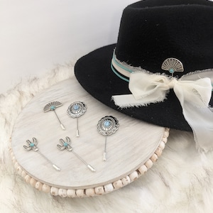 Turquoise Stone Cowgirl Hat Pins!  Cactus stick Pin/ Concho Hat Pin /  Update your favorite western hat. Hat Accessory/Western Brooch