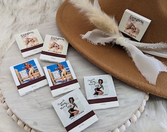 Caja de cerillas para sombreros de vaquera. Accesorio para sombreros. Caja de cerillas para sombreros de vaquera. Actualiza tu sombrero vaquero favorito. Accesorio para sombreros/ Selección de sombreros.
