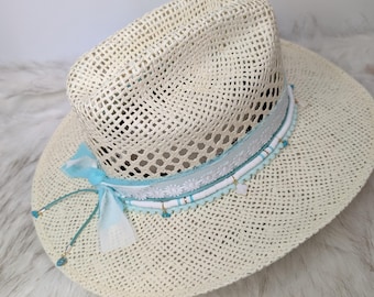 Turkos sommarhatt för cowgirl / strandhatt / cowgirlhatt / specialdesignad hatt