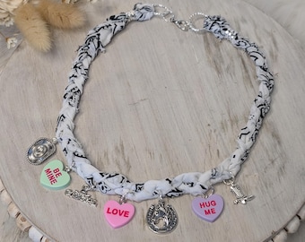 Be Mine Cowgirl Bandana Charm Necklace with a western vibe!