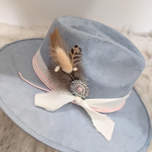 Pink Cowgirl custom hat band and pin/  Add to your favorite Western Hat, Fedora, Floppy Hat, Wide Brim Hat ! DIY Hat Band Set