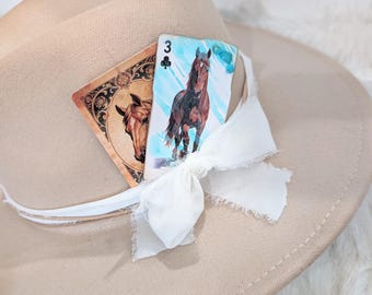 Wild Horses Playing Card to stick in your hat. Cowboy Card for hat.  Wild Cowgirl Card!