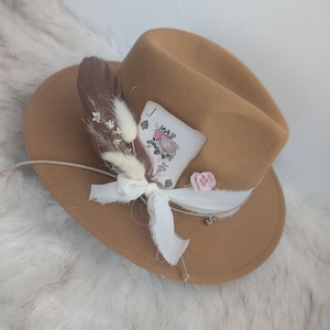 Gorgeous brown suede hat for for a princess. Adjustable. Pastel ribbon banding! DIY Hat Band! Customize Your Favorite Hat With a Hat Bands  main image 4