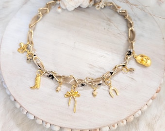 Cowgirl Keepsake Charm Necklace, vintage cowgirl keepsake charm necklace