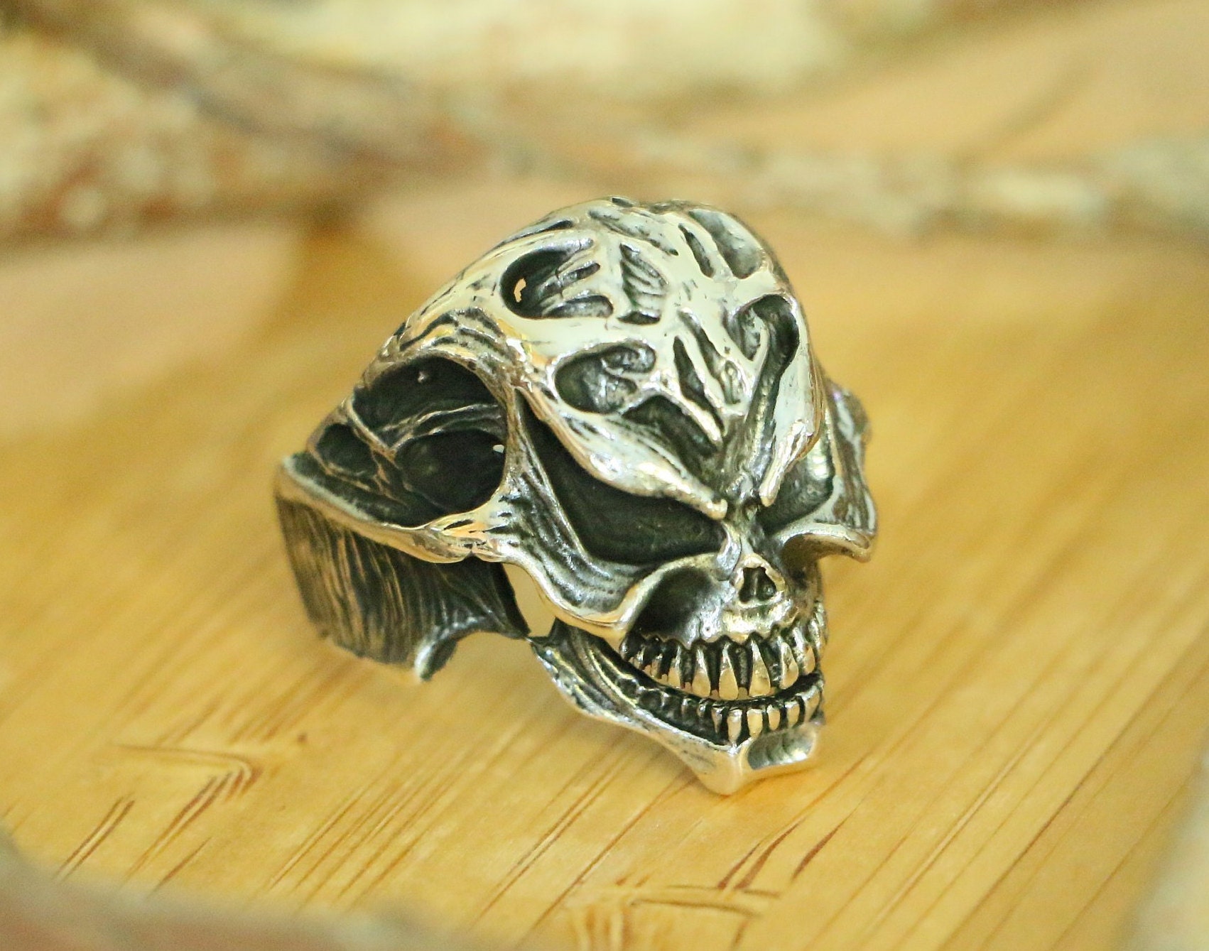 Skull Men's Rings, Skull Silver Rings, Handmade 925 Sterling