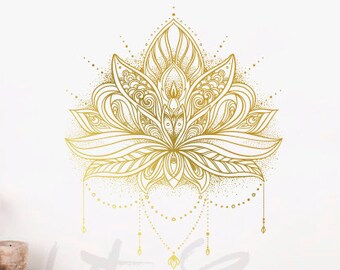 Mandala Wall Decal - Mandala Lotus Decal, Large Vinyl Wall Decal, Unique Mandala Decor, Yoga  wall sticker, Namaste wall decal ga40