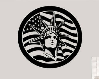 wall decal Statue of Liberty,sticker America Flag, USA flag wall sticker, American Flag Decal,Flag Vinyl Decal,Car Decal,Macbook Decals kau1