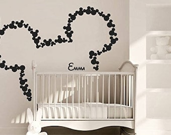Large Mickey Mouse Wall Decal - Disney Wall Decal, Mickey Mouse Sticker, Custom Name, Nursery Decor, Decal Over Crib, Gift for Her 240