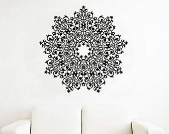 Mandala-Wandtattoo, geometrische Wandtattoo, marokkanische Wandaufkleber, Wandtattoo Schlafzimmer, Wohnzimmer Wandtattoo, Yoga Wand Aufkleber rta280