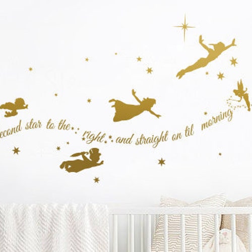 Peter Pan Tinkerbell Wendy John Michael Flying Second Star to - Etsy