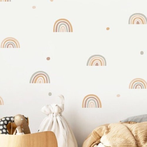 Boho Rainbow Wall Decals Hand Drawn Rainbow Wall Sticker Etsy