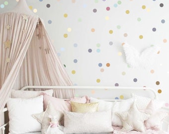 Polka Dot Wall Decals - Pastel Polka Dot, Multi color Polka Dot, Confetti Sticker, Nursery Decals, Confetti Decals, Modern Wall Decals h20