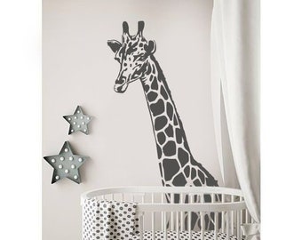 Large Giraffe Wall Decal - Giraffe Head Over Crib Decal, Safari Wall Decal, Jungle Sticker, Kids Room Decal, Nursery Decor rta242