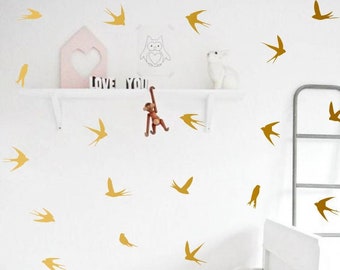 Swallow Wall Decal - Birds Decals, Flock of Birds Wall Sticker  h145