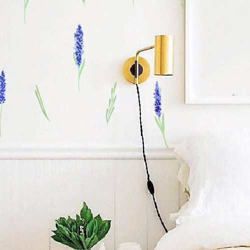 Lavender Wall Decal Wild Flowers Decal Vintage Flower Etsy