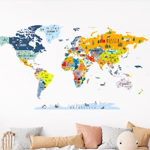 World Map Wall Decal h80