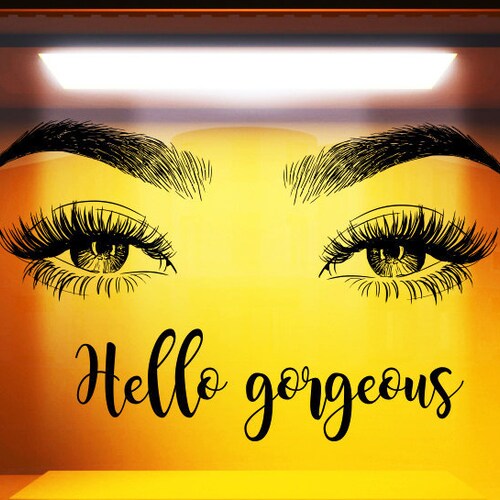 Eyelashes Decal Hello Beauty Salon Lashes Decals Etsy