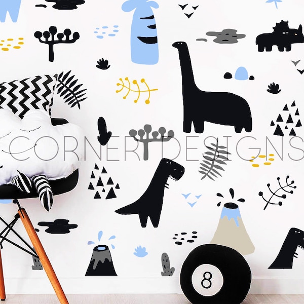 50 dinosaure mur Stickers - décoration murale Decor, Decor de dinosaures, chambre d’enfant, cadeau pour enfant, décor de chambre de garçons, les filles Room Decor, Stickers muraux ga98