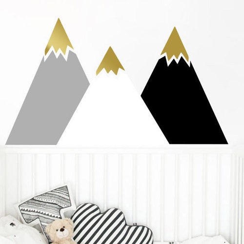 Mountain Wall Decal Multicolor Nursery Decal Mountain Etsy