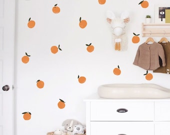 Orange Wall Decals -  Orange Hand Drawn Decal, Kitchen Wall Sticker, Laundry Decals, Kids Decals  h35