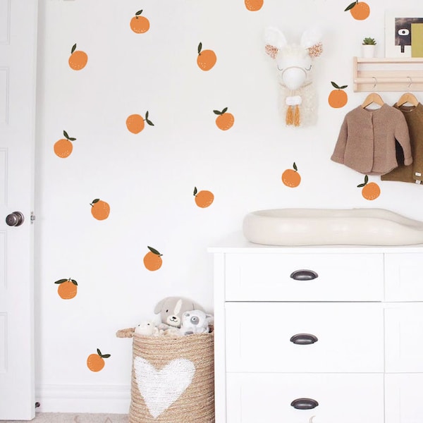 Orange Wall Decals -  Orange Hand Drawn Decal, Kitchen Wall Sticker, Laundry Decals, Kids Decals  h35