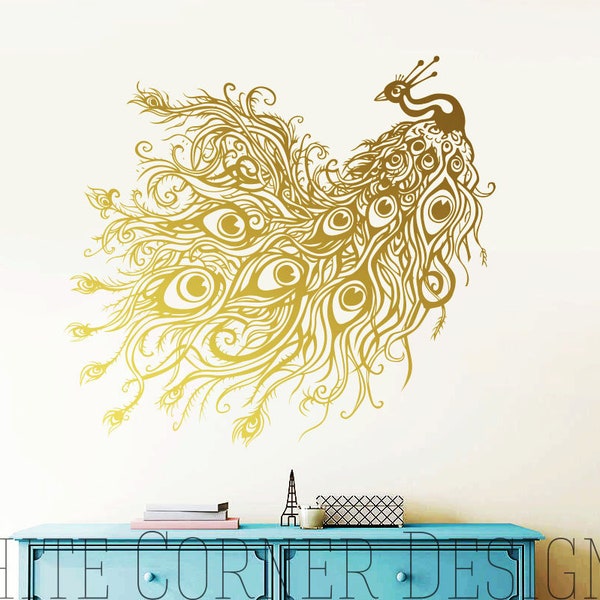 Peacock Wall Decal Etsy