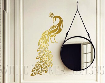 Peacock Wall Decals - Peacock  Decor, Wall Decor, Wall Decals, Gift for Her, Wall Art, Flamingo Wall Stickers, Tropical Decor rta121