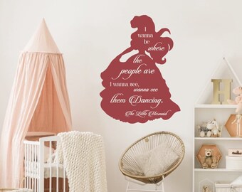 La petite sirène Wall Decal - sirène Stickers muraux, Sticker Mural de personnages, Disney Wall Sticker, Sticker Mural de filles chambre, cadeau pour son rta1882