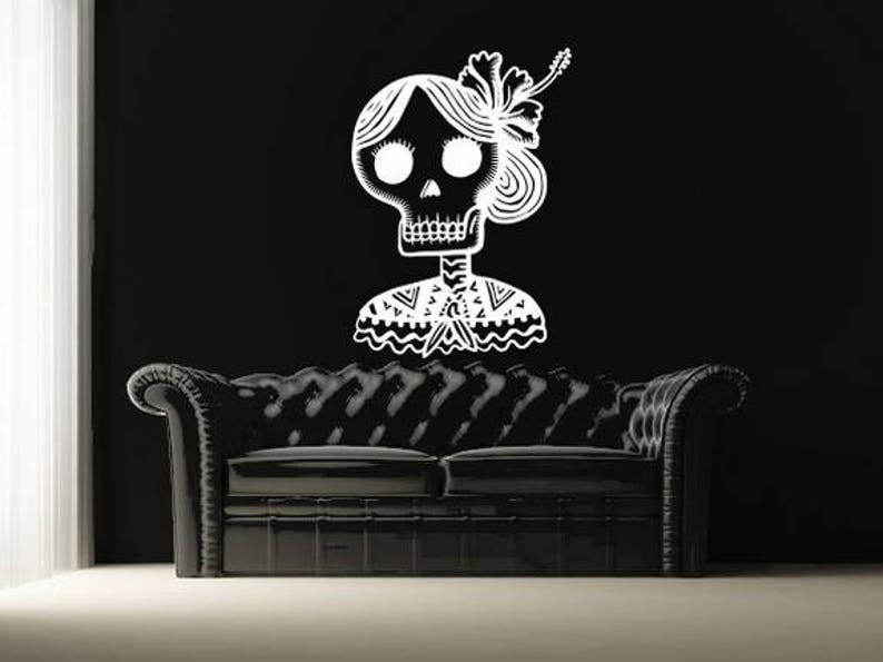Mexican wall decal Tattoo,Car Decal,Laptop Sticker Macbook Decal kau2 Horror wall sticker wall decal Sugar Skull,wall sticker Halloween