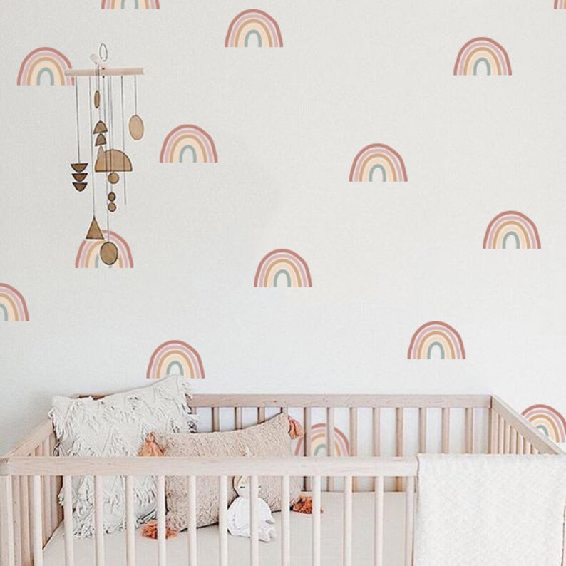 Rainbow Wall Decals Hand Drawn Rainbow Wall Sticker Boho Etsy