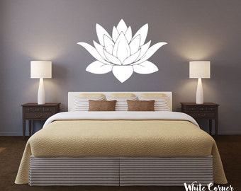 Lotus Wall Decal - Lotus Decal, Flower Wall Sticker, Buddha Decal, Yoga Sticker, Manaste Wall Decal, Bedroom Decor  ta577