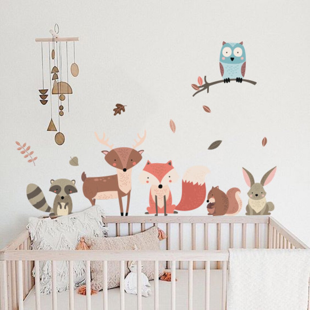 Woodland Animal Wall Decal Woodland Sticker, Forest Animal Decal, Bear and Deer Sticker, Kids