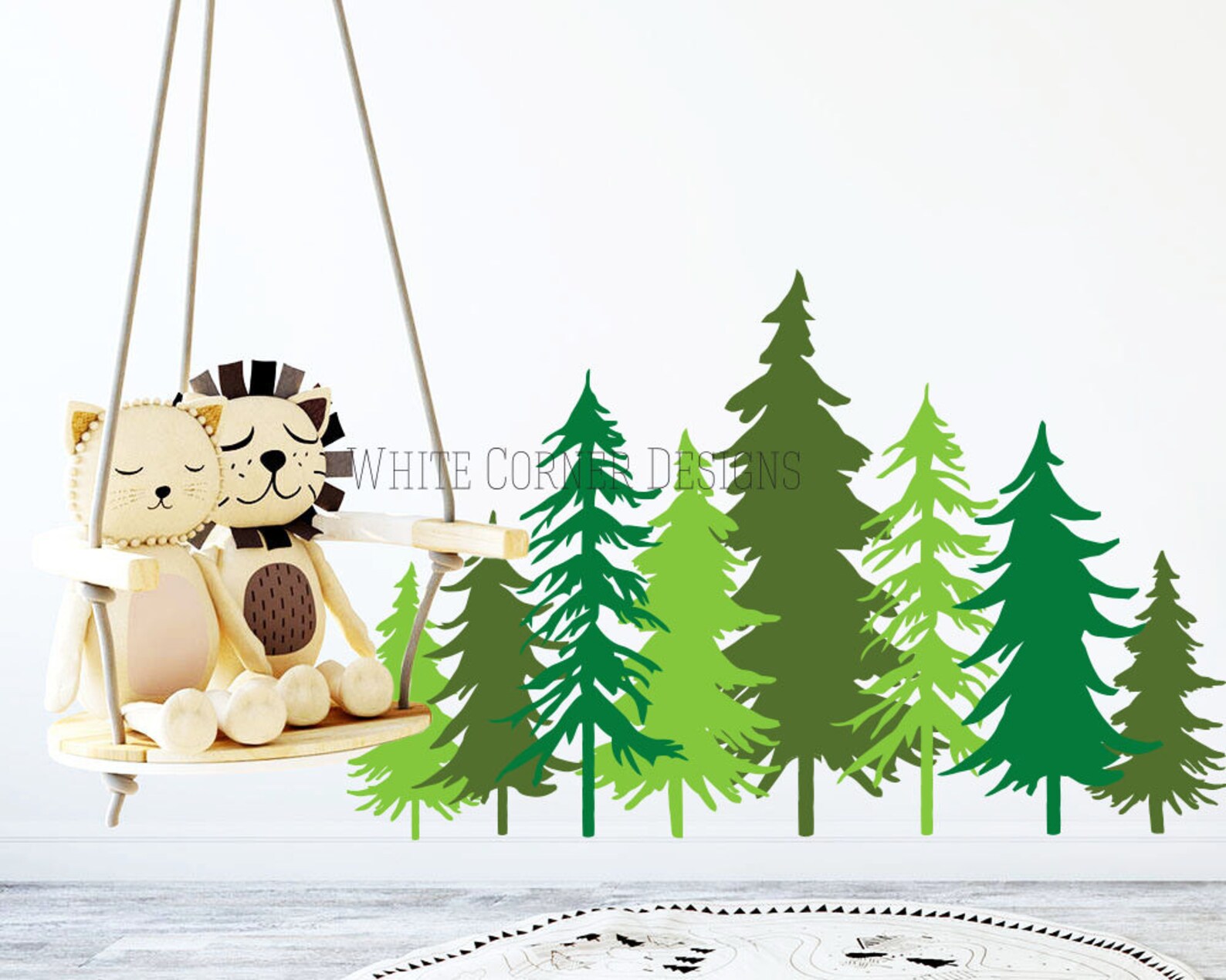 3 Color Pine Tree Forest Wall Decals Tree Wall Decals Etsy