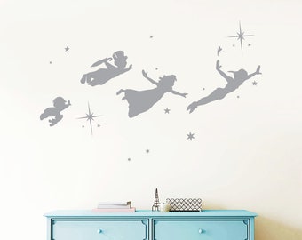 Never Grow Up Wall Decal, Peter Pan Quote Wall Decal, Peter Pan Wall Sticker, Neverland Wall Decal, Disney Decal, Stars Decal rta1896