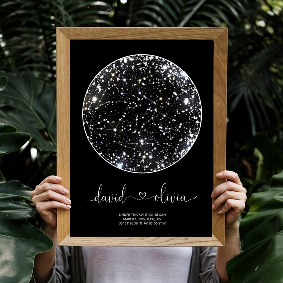 Star Map Print Star Map Poster Valentine's Day Gift | Etsy