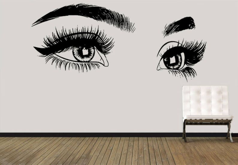 Eyelashes decal,Eyelashes Eye Decal,Eyelashes Eye Sticker,Girls Eyes,Eyebrows Decal,Brow Bar decal,Beauty Salon Decal,Make Up Decal kau389