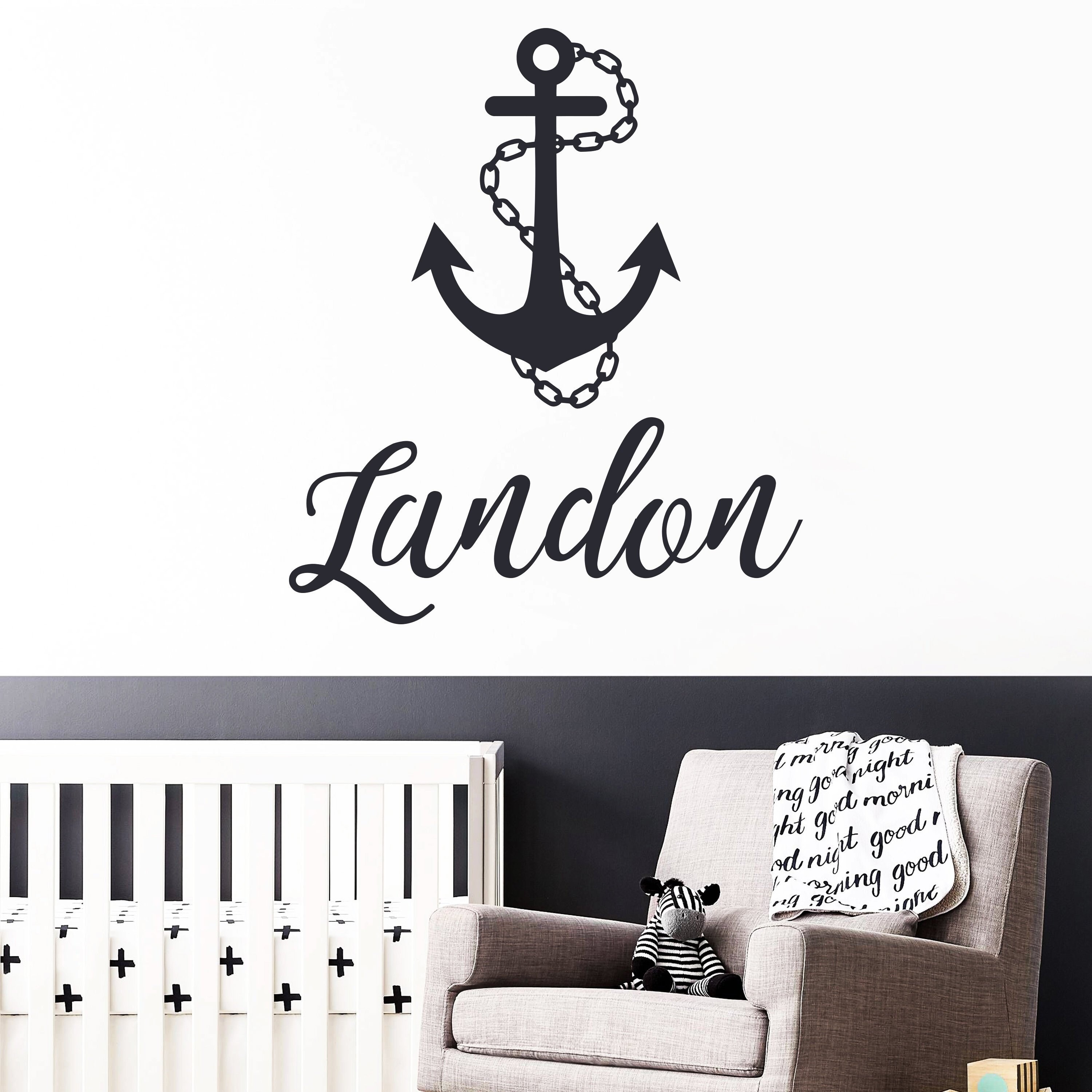 Anchor Wall Decals Sail Wall Sticker Custom Name Etsy