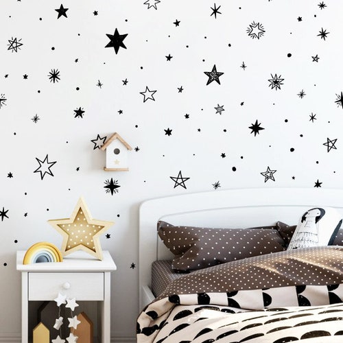 Star Wall Decals Cute Hand Drawn Star Decals Nursery Wall Etsy
