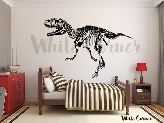 Dinosaur Skeleton Wall Art Sticker Boys Girls Jurassic Bedroom Footprints Decal 