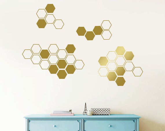 Large Honeycomb Wall Decals Hexagon Vinyl Decals Geometric | Etsy