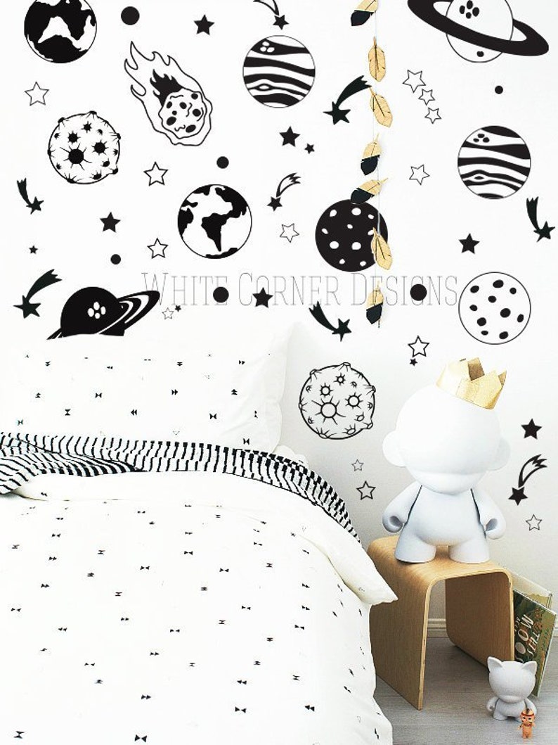 Space Wall Decals Nursery Decals Star Decals Wall Etsy