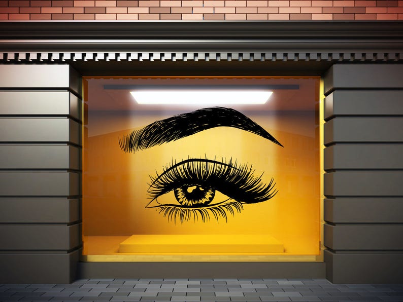 Eyelashes decal,Eyelashes Eye Decal,Eyelashes Eye Sticker,Girls Eyes,Eyebrows Decal,Brow Bar decal,Beauty Salon Decal,Make Up Decal rta1998