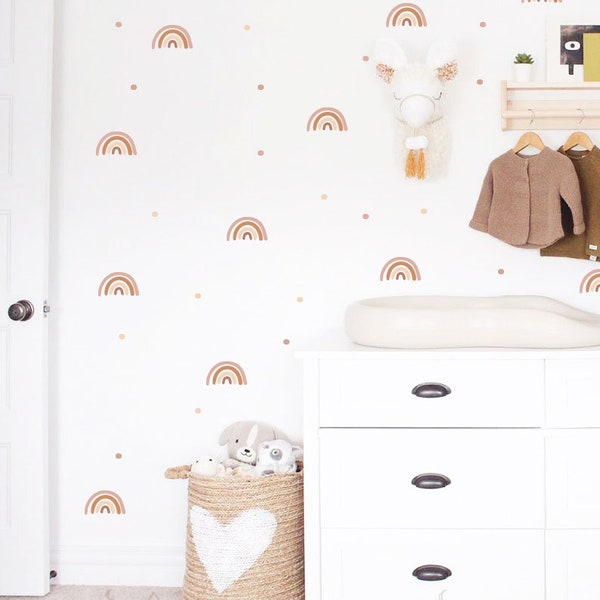 Tiny Boho Muted Rainbow Wall Decals and dots h60