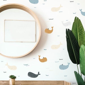 Whale Wall Decal  - Whale Wall Sticker, Boho Nursery Decor  h106