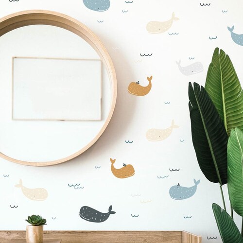 Whale Wall Decal Whale Wall Sticker Boho Nursery Decor H106 Etsy