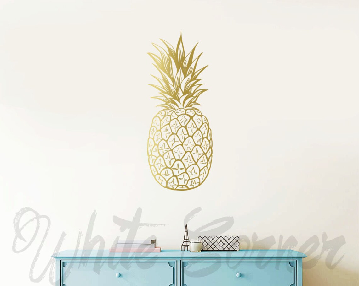 Pineapple Wall Decal Large Wall Decal Gold Vinyl Decals Etsy