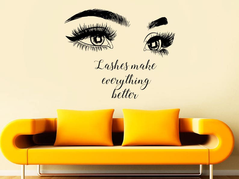 Eyelashes decal,Eyelashes Eye Decal,Eyelashes Eye Sticker,Girls Eyes,Eyebrows Decal,Brow Bar decal,Beauty Salon Decal,Make Up Decal rta2018 image 1