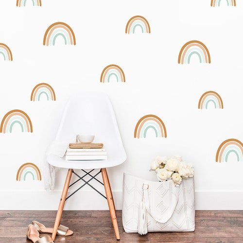 Boho Rainbow Wall Decals Hand Drawn Rainbow Wall Sticker H70 Etsy