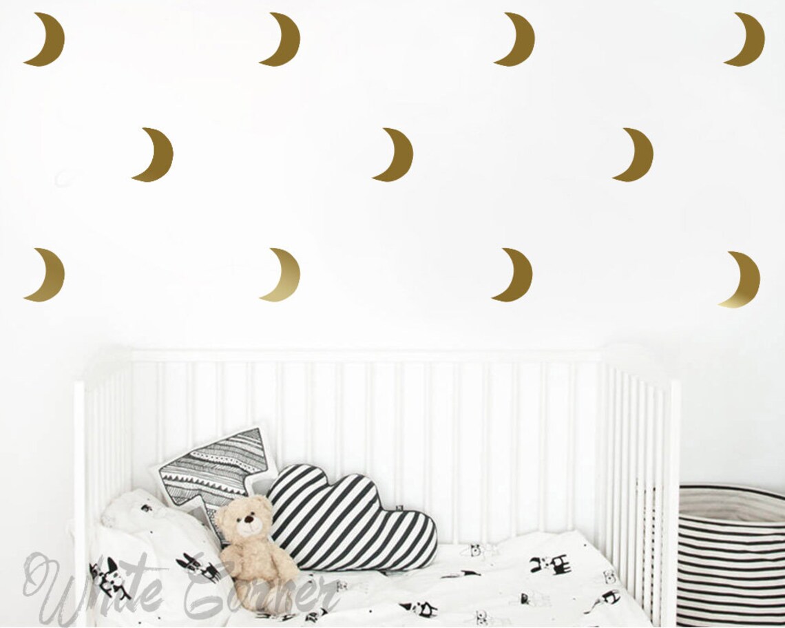Crescent Moon Wall Decals Moon Decals Modern Decals Vinyl Etsy