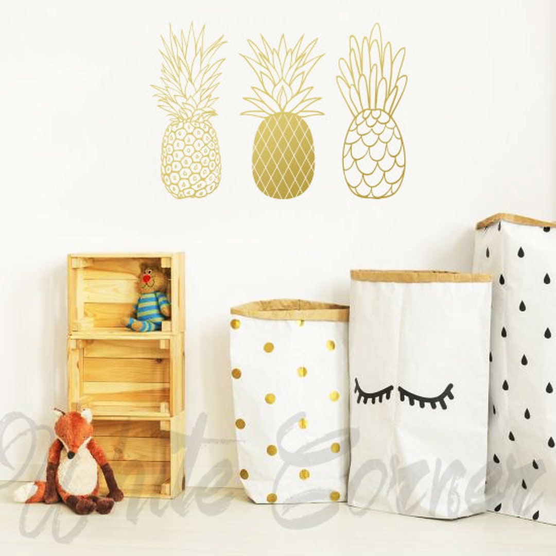 Pineapple Wall Decal Large Wall Decal, Gold Vinyl Decals, Silver Decals ...